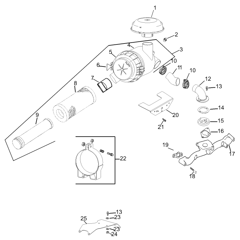 Group 10 Air IntakeFiltration Assembly Kohler CH20S-64684