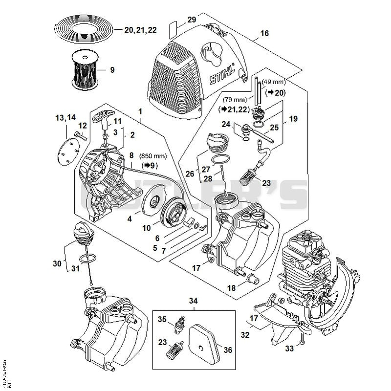 Rewind starter, Fuel tank