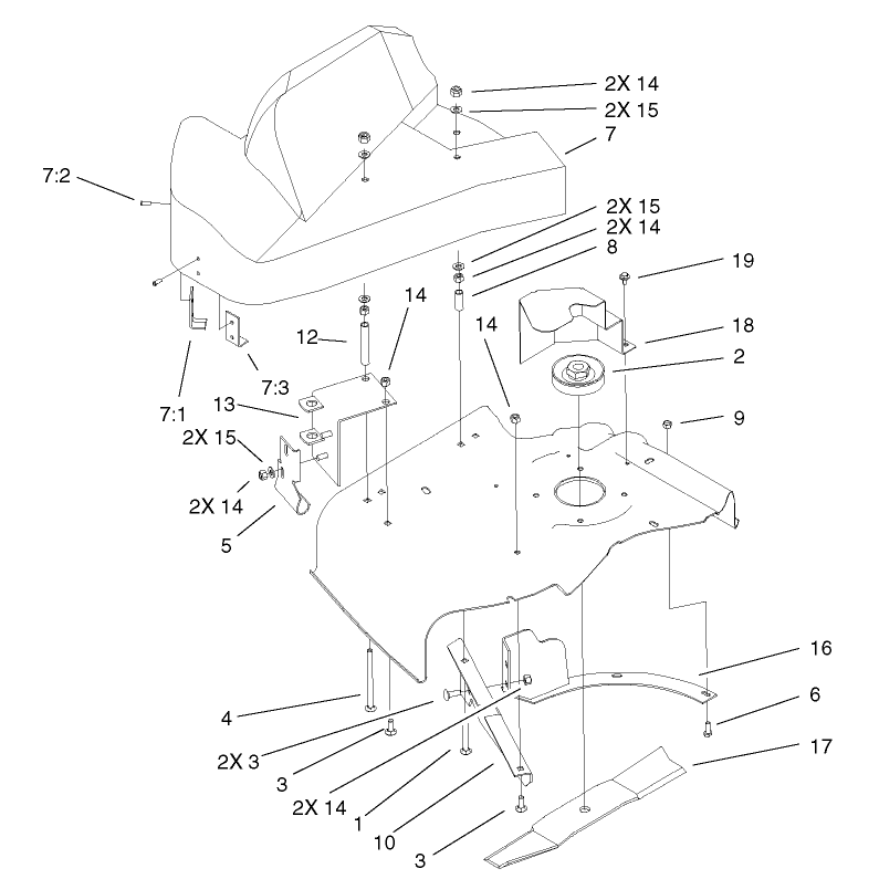 44 Inch Deck Component Assembly