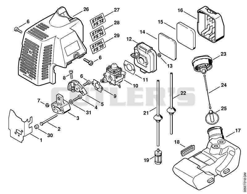 Air filter, Fuel tank