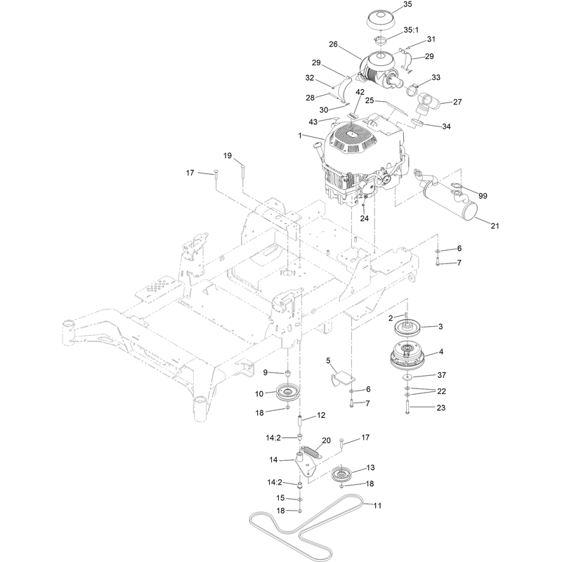 Engine, Clutch and Muffler Assembly