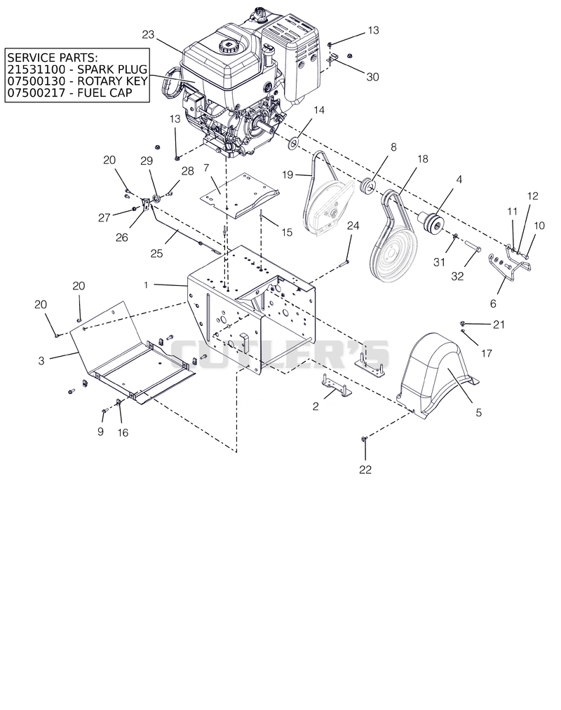 Engine, Frame And Belt Drive