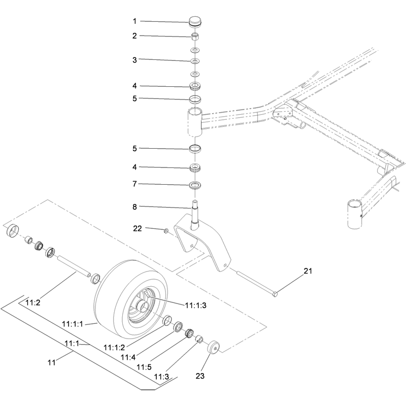 Fork and Caster Wheel Assembly