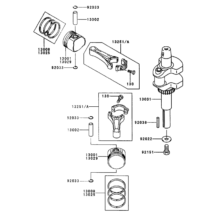 Pistoncrankshaft Assembly Kawasaki Fh451v-As08