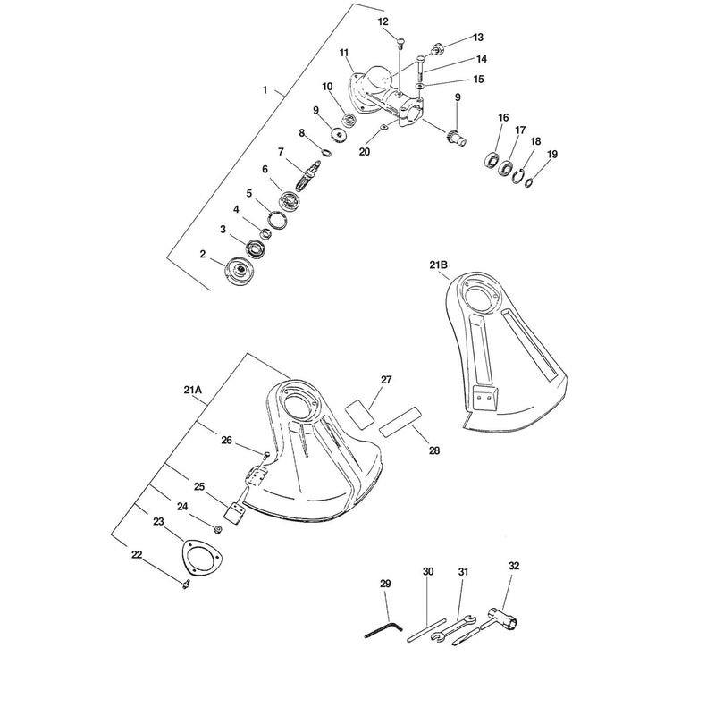 GEAR HOUSING, SHIELD, TOOLS