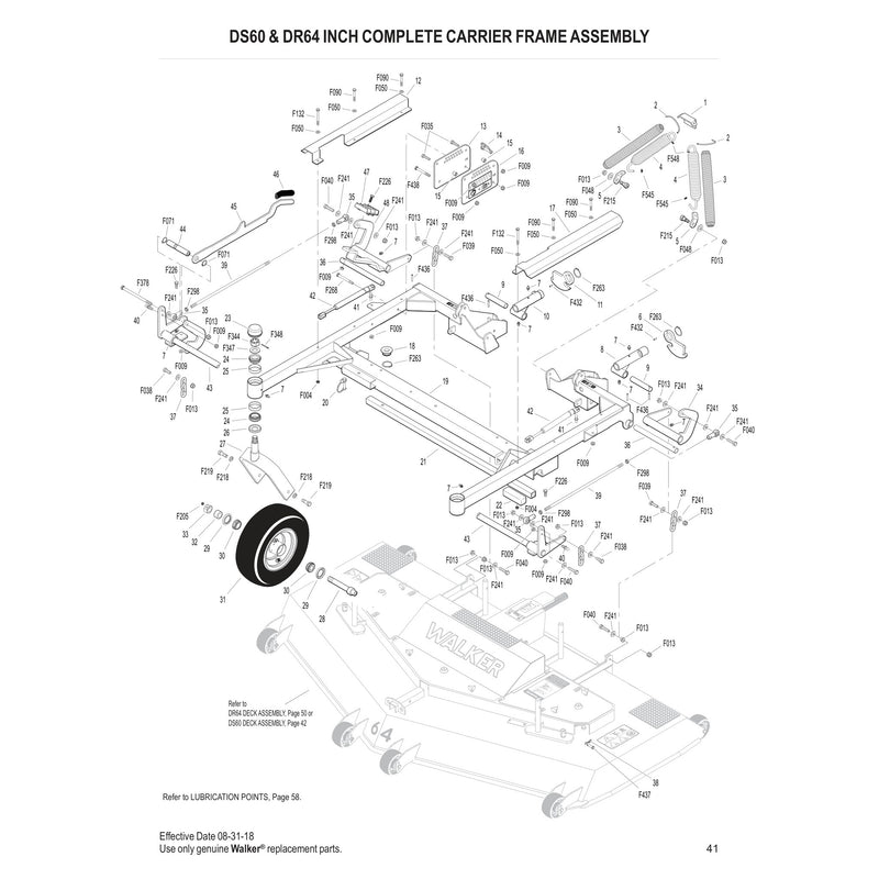 DS60 & DR64 INCH COMPLETE CARRIER FRAME ASSEMBLY