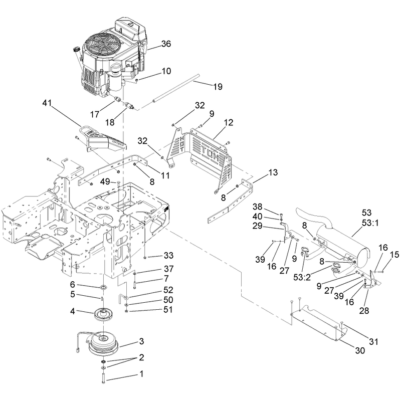 Engine Clutch and Muffler Assembly