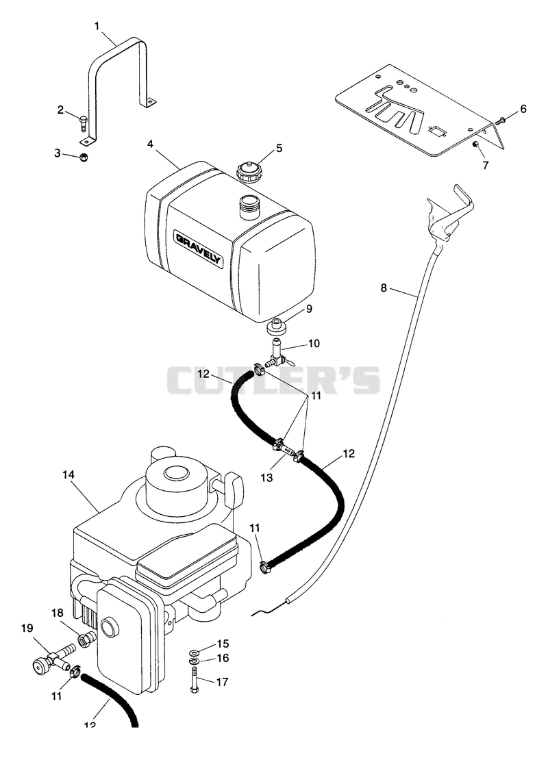 Fuel And Exhaust System - 12.5 H.P., 14 H.P., 15 H.P., Units (Recoil Start)