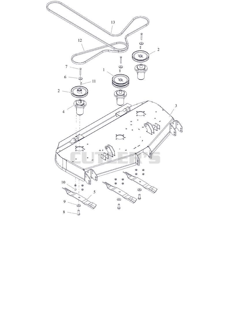 Deck, Belts, Blades and Spindles - 52" - RD