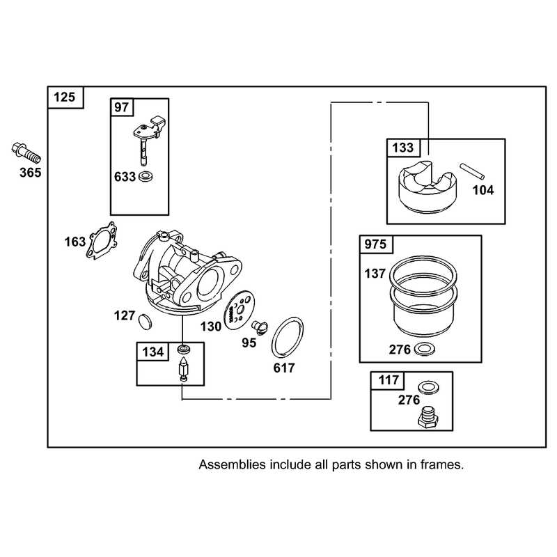 Carburetor Overhaul Kit Assembly Briggs and Stratton 12F802-1770-B1