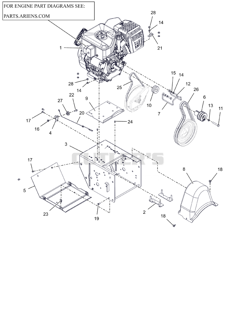 Engine Frame and Belt Drive - 24" EFI