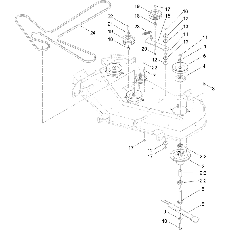 54 Inch Deck Belt and Hi-Flo Blade Assembly