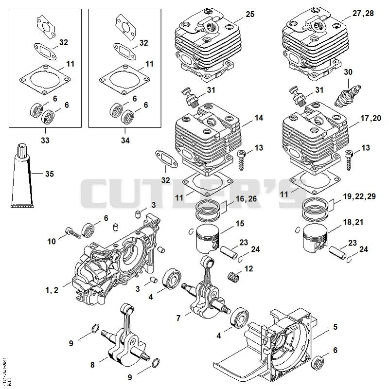 Crankcase, Cylinder