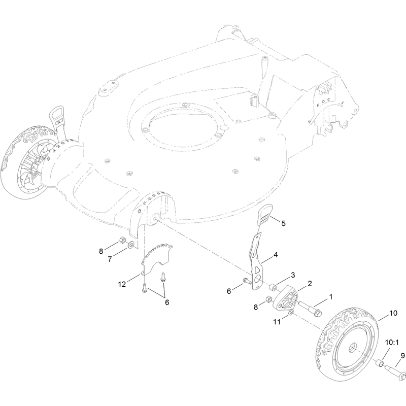 Front Wheel and Height of Cut Assembly