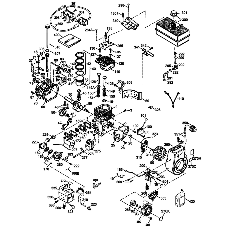 Engine Assembly No. 1  Tecumseh HMSK-80 155672X
