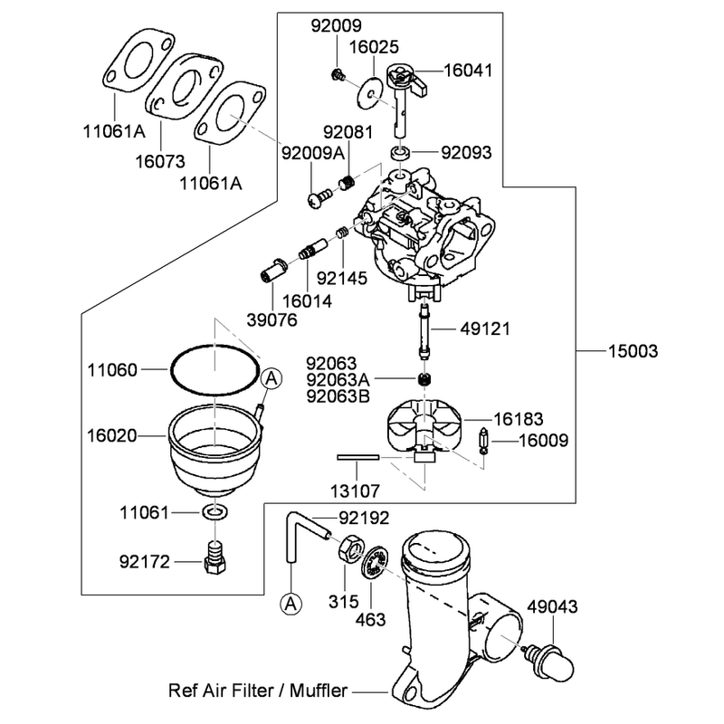 Carburetor Assembly Kawasaki FJ180V-AS58