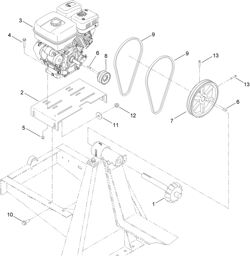 Engine and Belt Assembly
