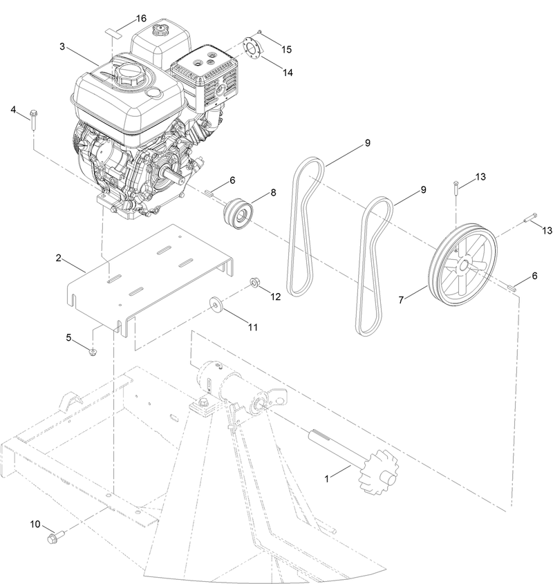 Engine and Belt Assembly