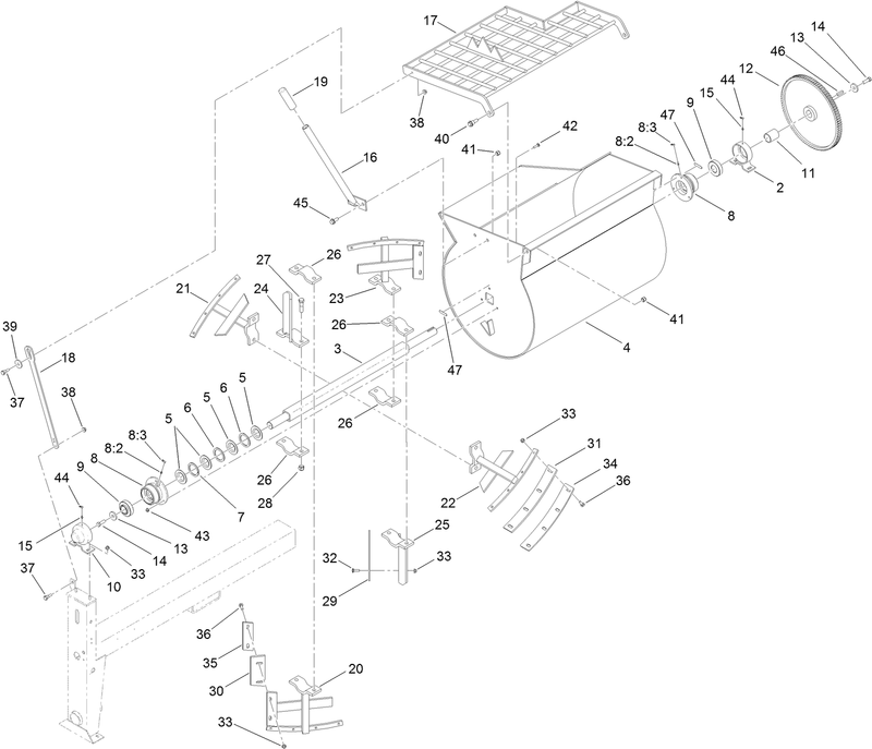 Drum Paddle and Bearing Assembly