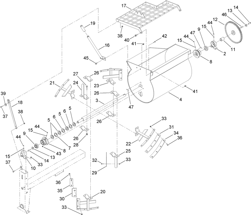 Drum Paddle and Bearing Assembly