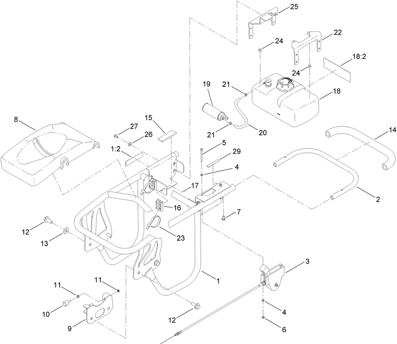 Frame Handle and Fuel Tank Assembly