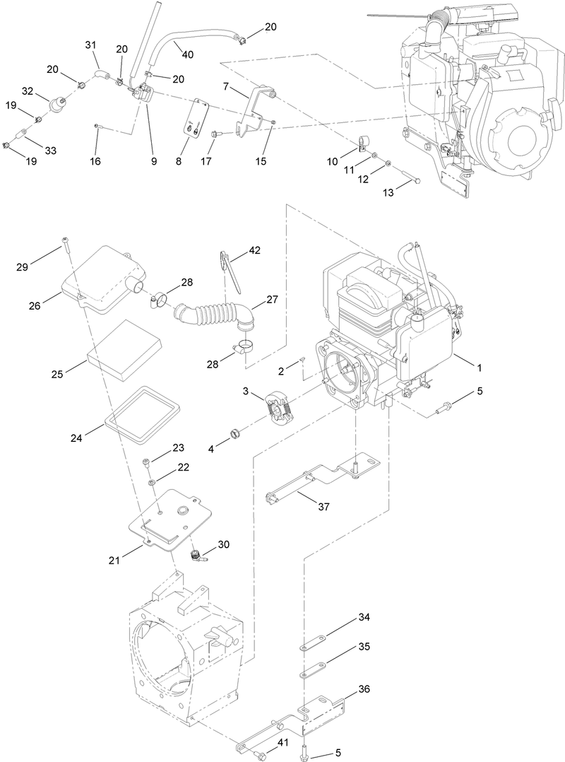 Engine and Air Filter Assembly