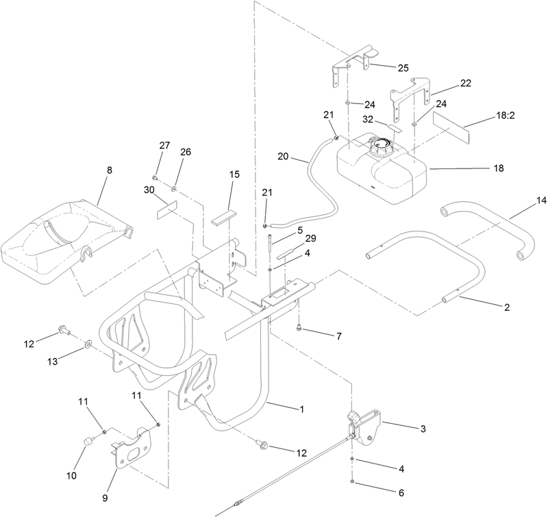 Frame Handle and Fuel Tank Assembly