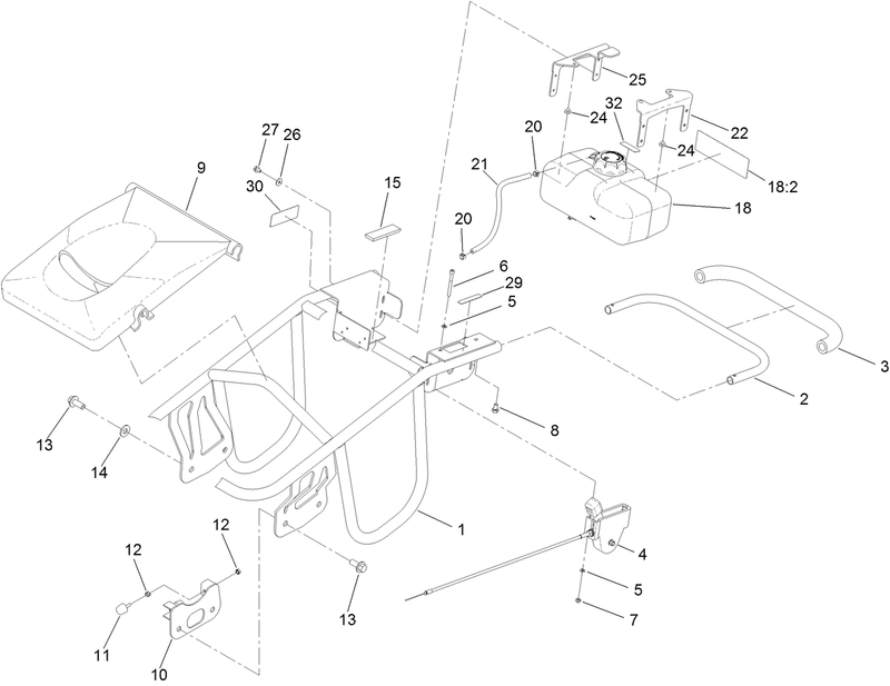 Frame Handle and Fuel Tank Assembly