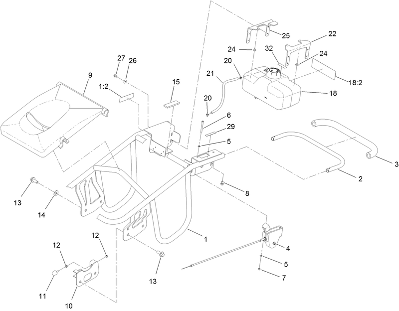 Frame Handle and Fuel Tank Assembly