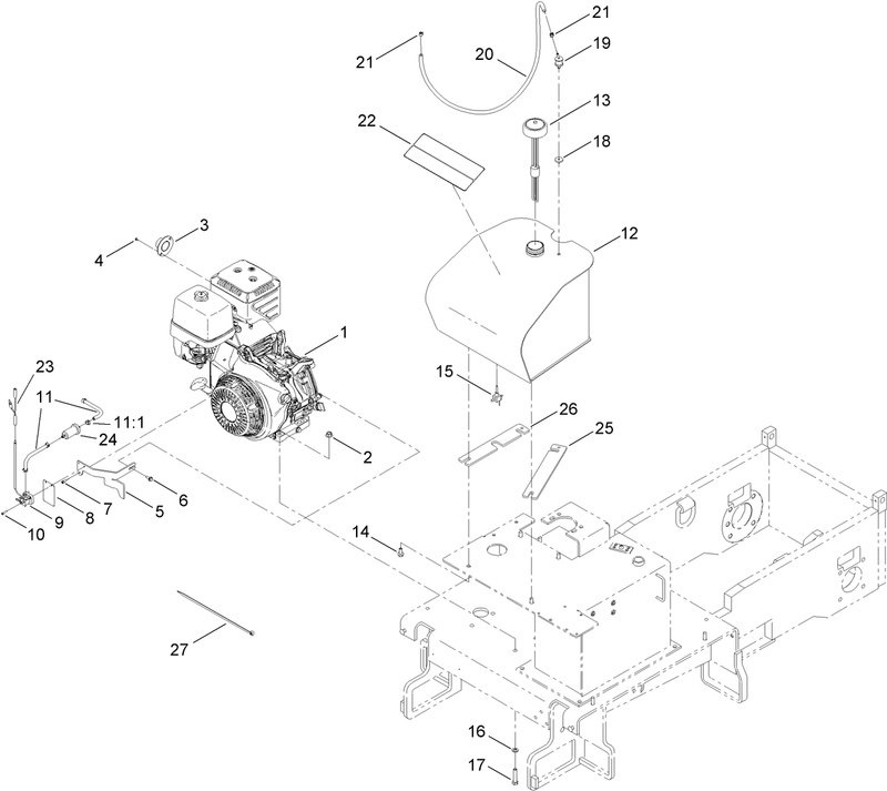 Engine and Fuel Tank Assembly