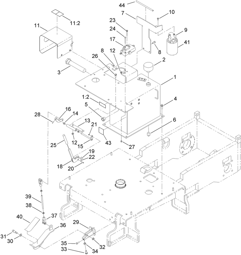Hydraulic Tank and Dump Pedal Assembly