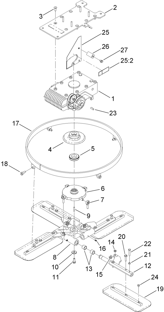 36 Inch Rotating Ring Blade and Gearbox Assembly