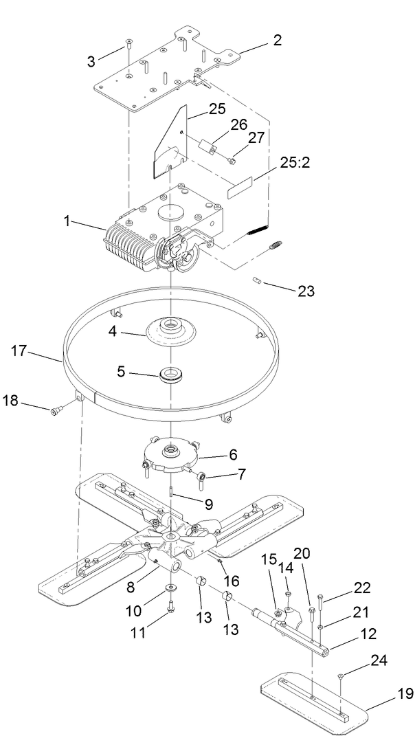 36 Inch Rotating Ring Blade and Gearbox Assembly