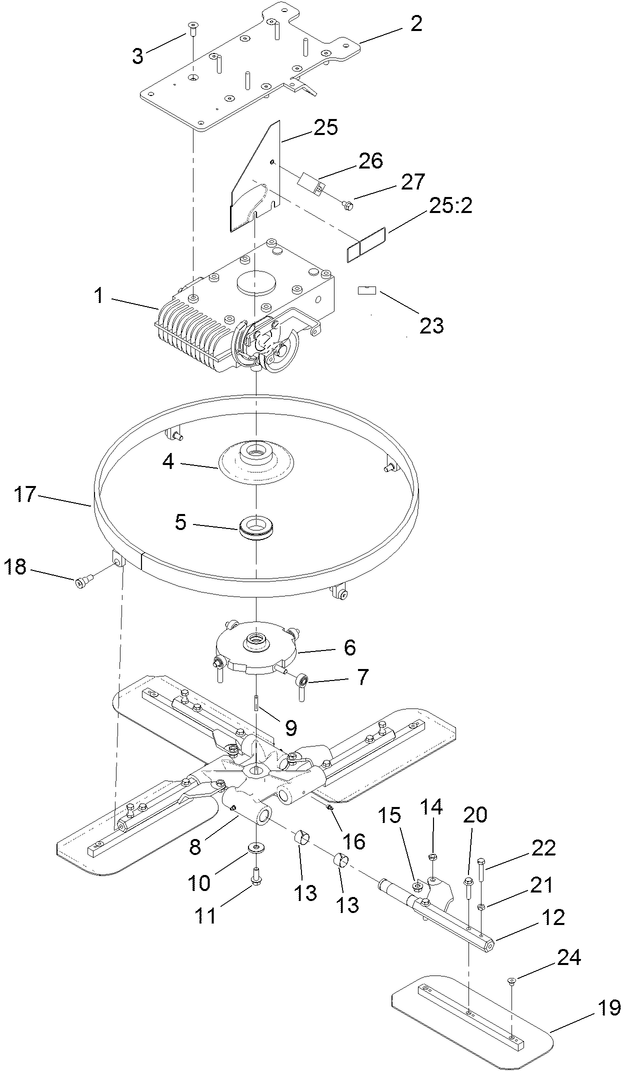 46 Inch Rotating Ring Blade and Gearbox Assembly