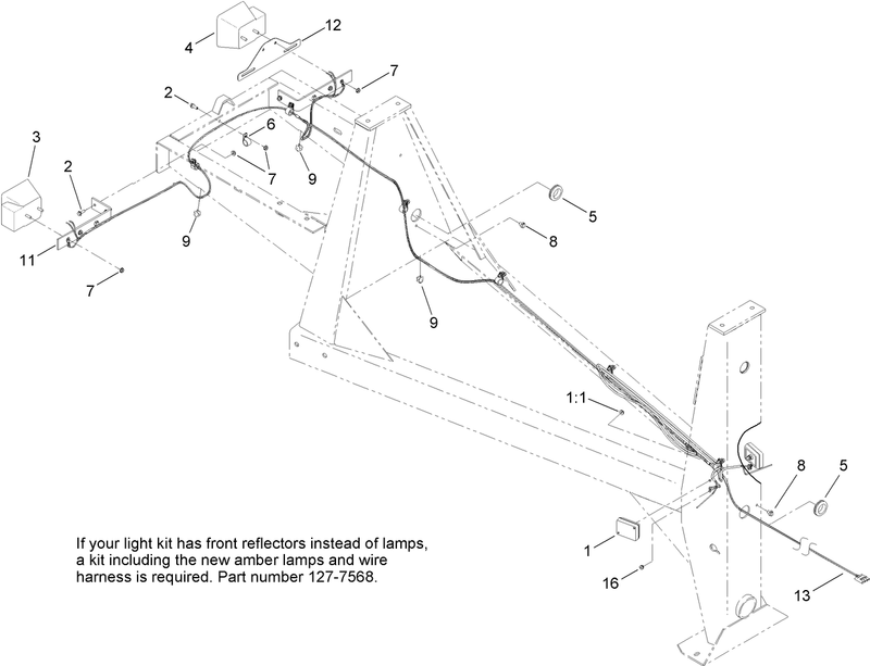 Concrete Mixer Tail Light and Harness Assembly