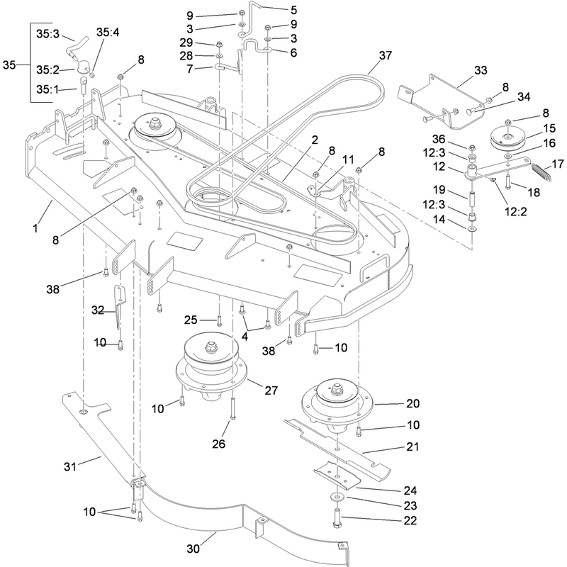 Deck Drive and Baffle Assembly