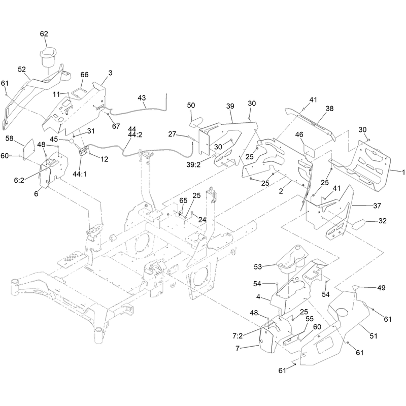 Throttle Choke Cables and Guard Assembly