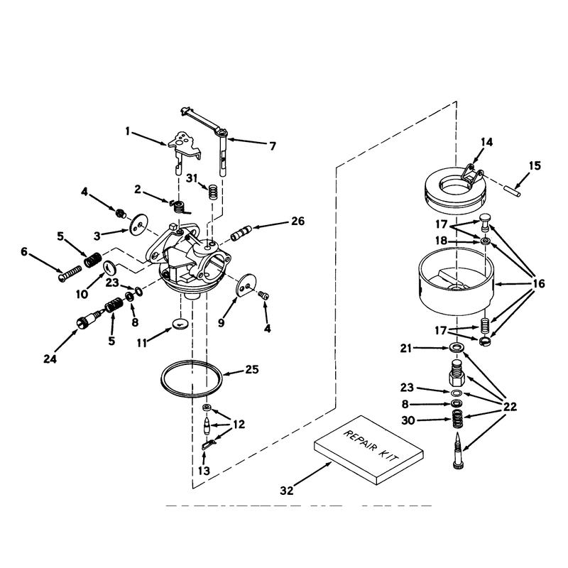 Carburetor No. 631459 (7 H.p. Snowthrower Model No. 31677)