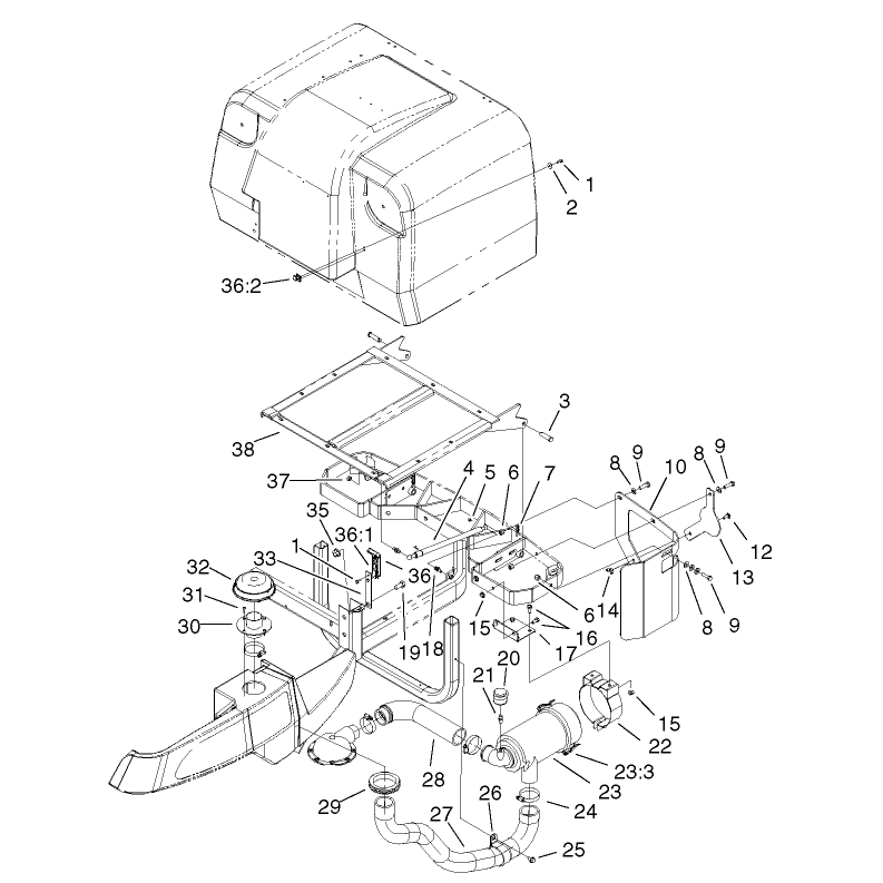 Air Cleaner and Bagger Frame Assembly