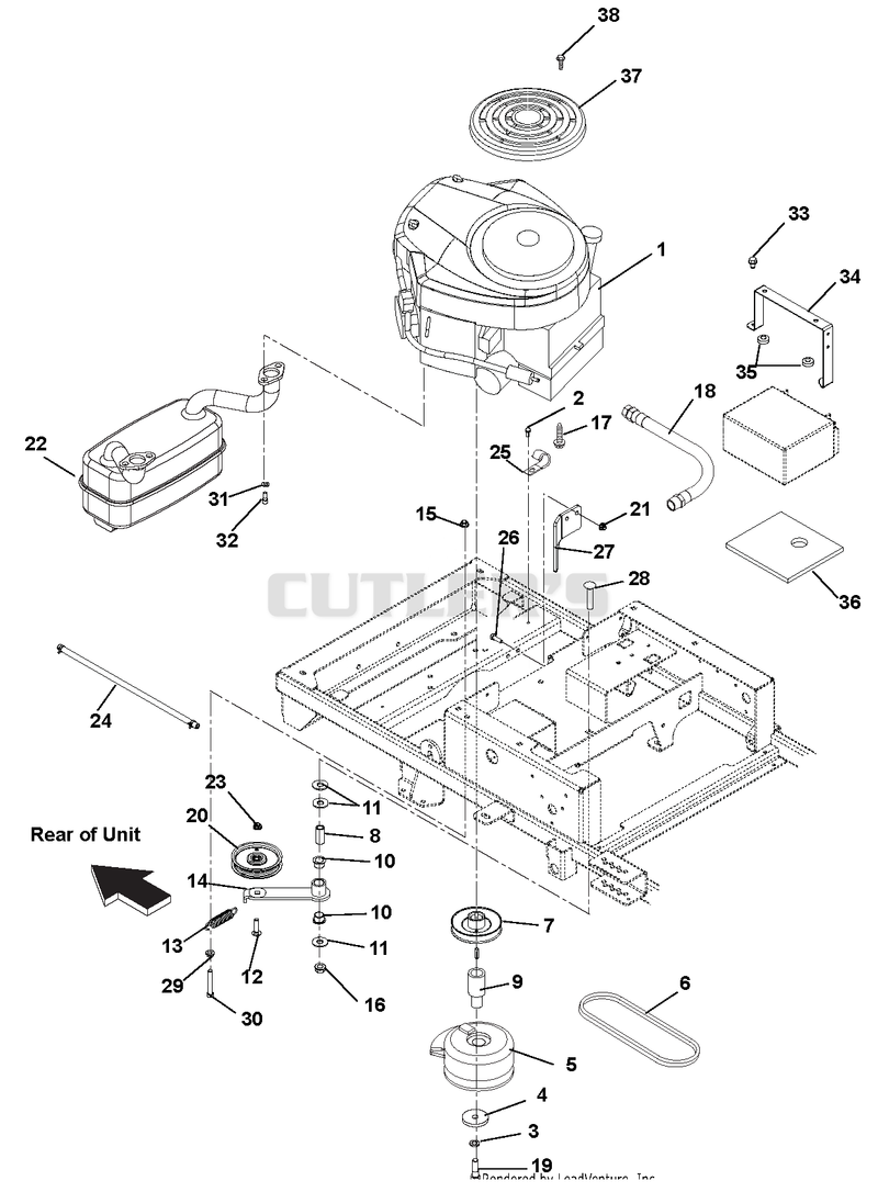Engine, Exhaust, Belts and Idlers