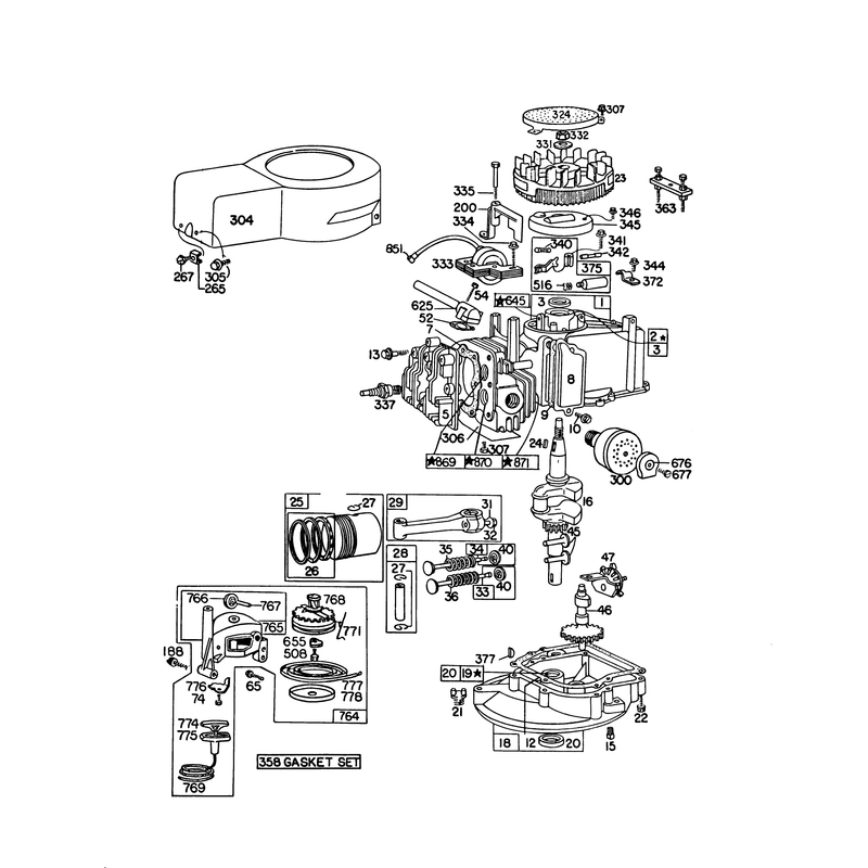 Engine Briggs and Stratton Model 92908-1842-04 for 21in Self Propelled Model 16390