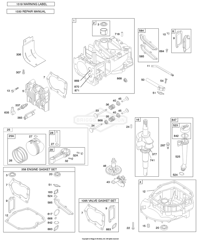 Camshaft, Crankshaft, Cylinder, Engine Sump, Lubrication, Piston Group, Valves
