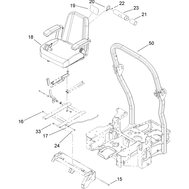 Seat and Roll Over Protection System Assembly
