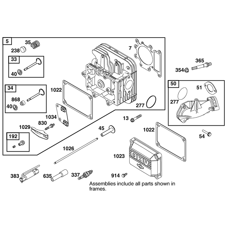 Cylinder Head Assembly Briggs and Stratton Model 312777-0128-E1