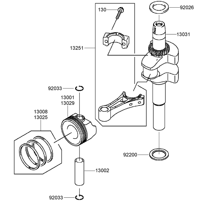 Piston and Crankshaft Assembly Kawasaki FJ180V-AS31