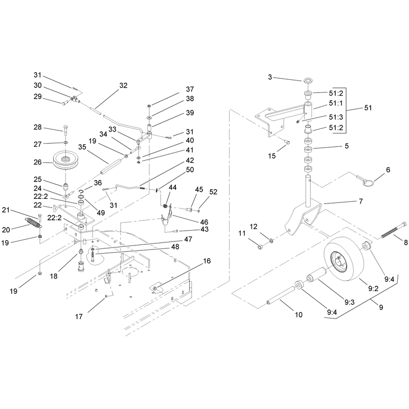 Front Caster and Blade Brake Assembly