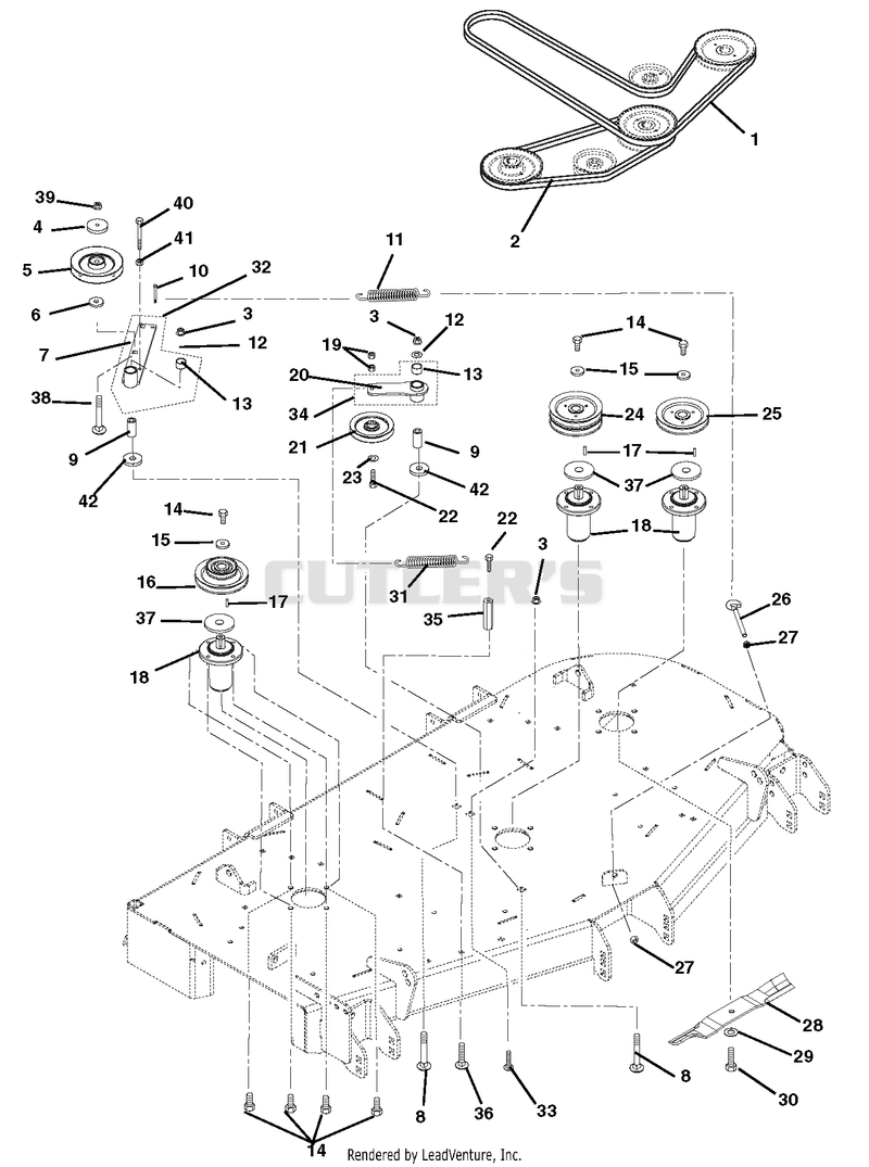 Belts, Spindles, Idlers And Mower Blades