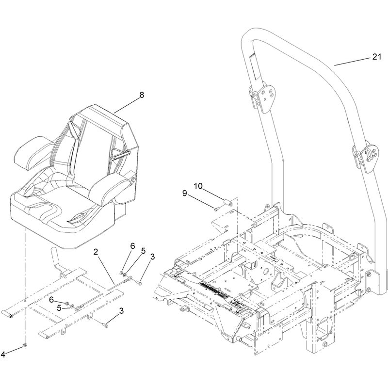 Seat and Roll Over Protection System Assembly