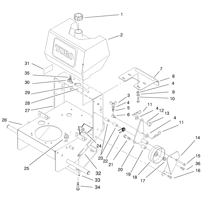 Frame Fuel Tank and Wheel Drive Idler
