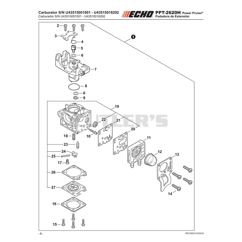 Carburetor S/N U43515001001 - U43515016292